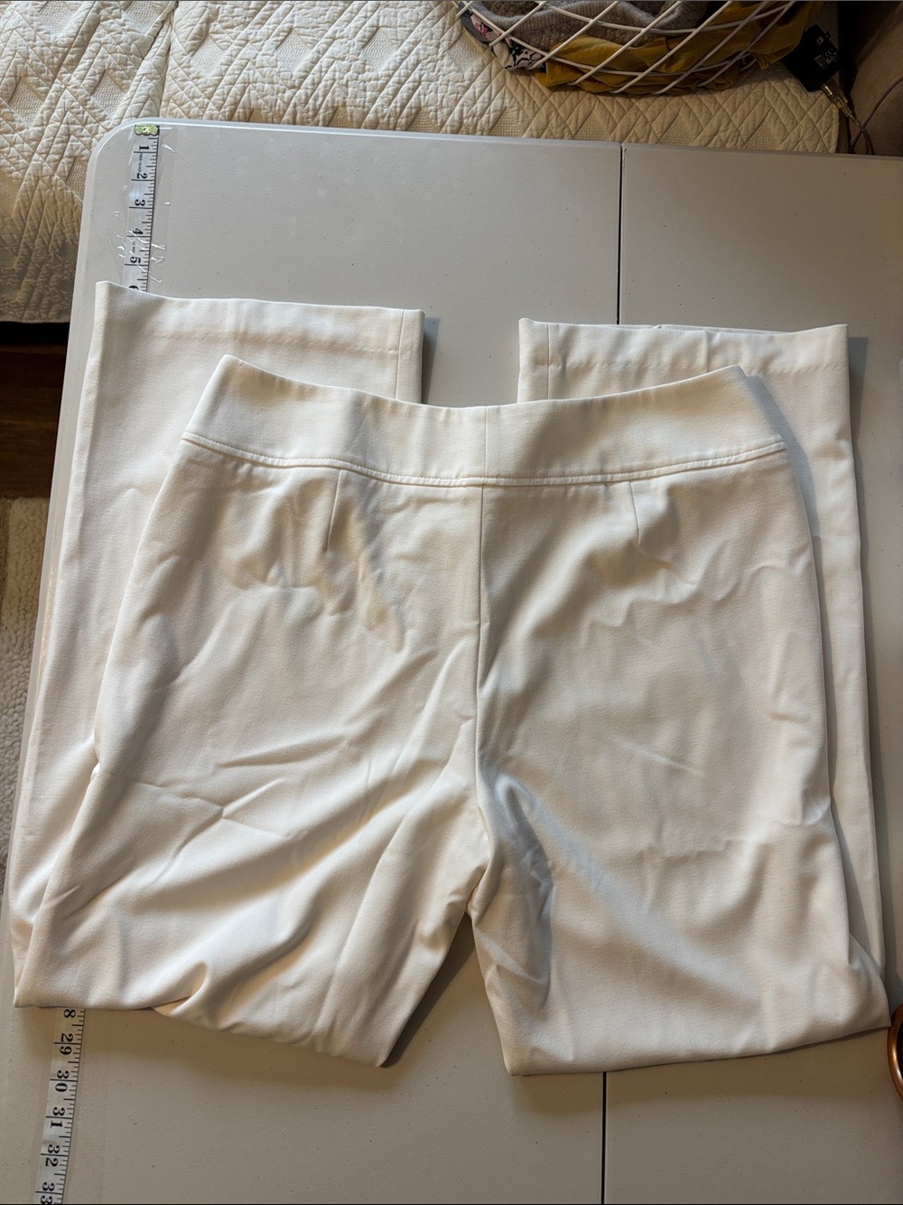 Coldwater Creek Pants Size 16 White Natural Fit Straight-Leg Crepe Euro Summer - Picture 2 of 7